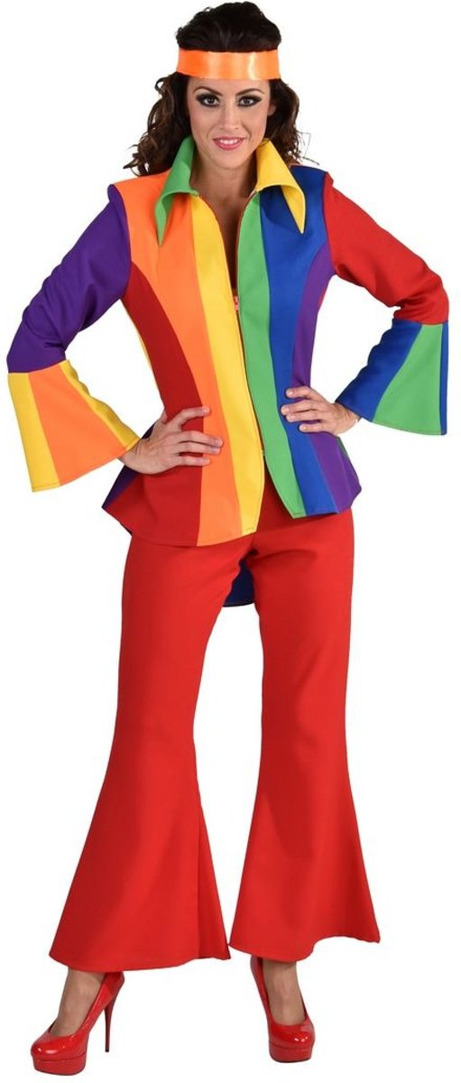 Regenboog Festival Jas Met Lang Achterpand Vrouw | Large | Carnaval kostuum | Verkleedkleding